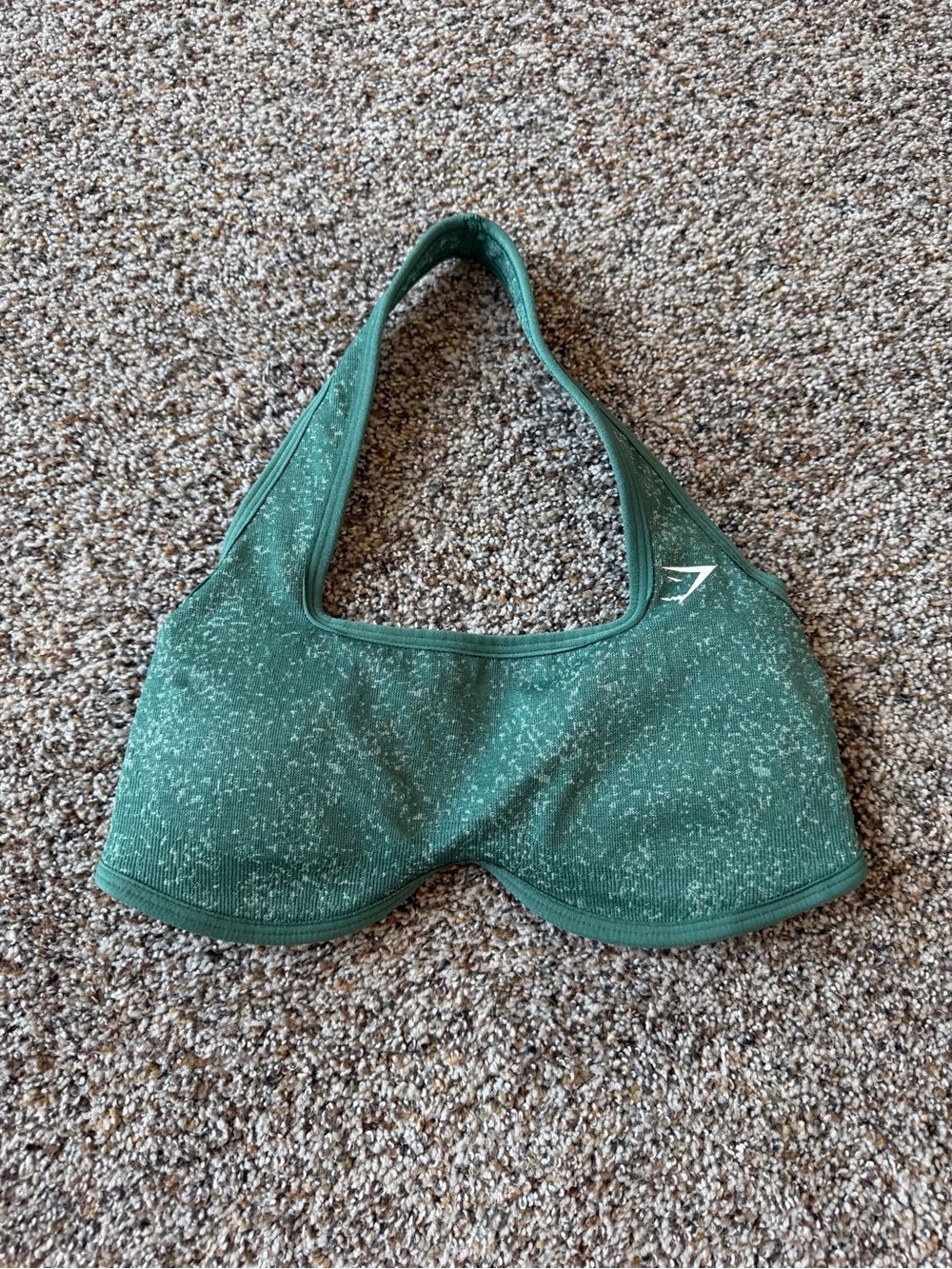 Gymshark Older Shark Logo Marl Seamless Sports Bra Green Small